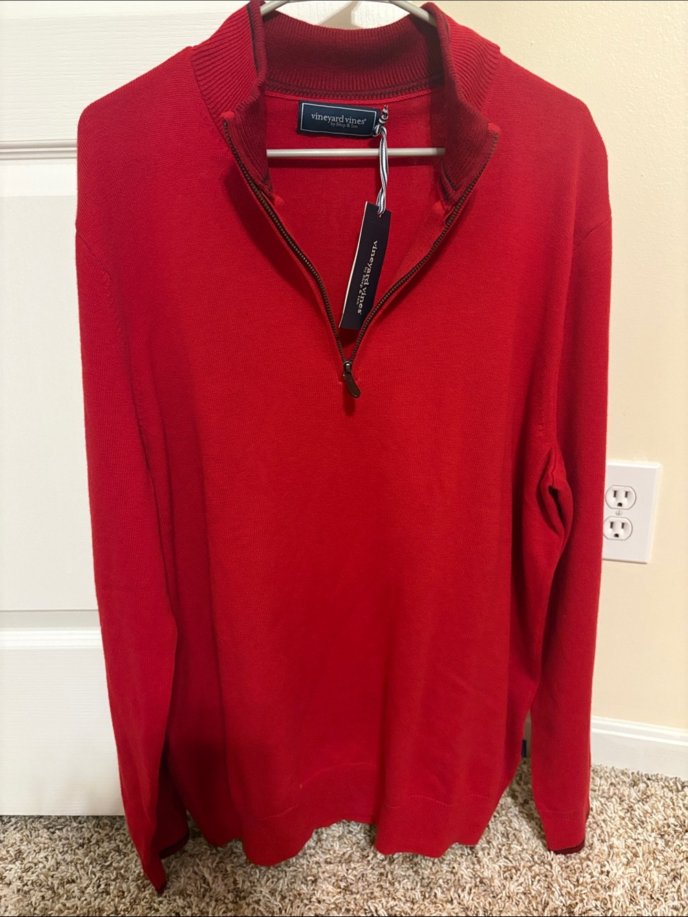 Vineyard Vines Men’s Red Zip Mock Sweater